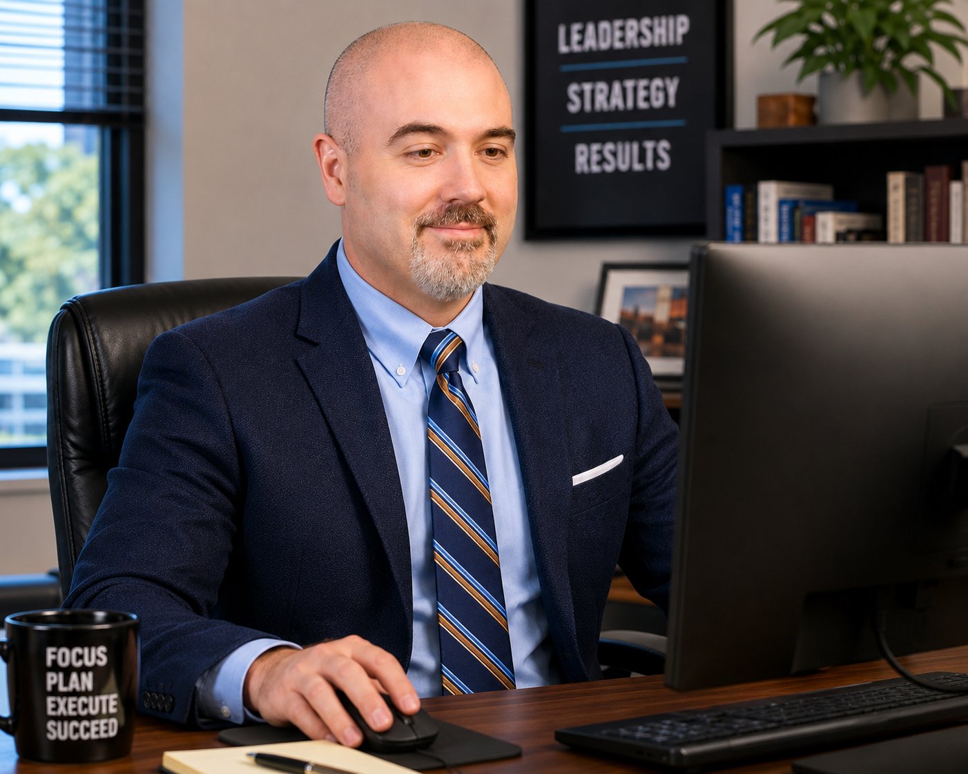 John Rector at desk